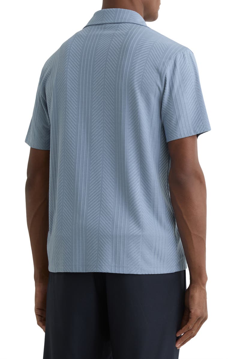 Reiss Frederick Textured Stripe Camp Shirt, Alternate, color, Soft Blue