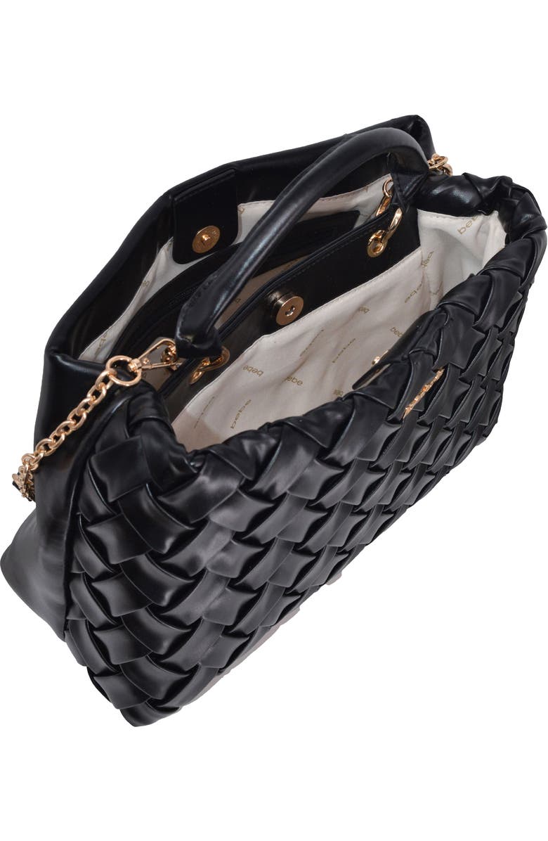 bebe Luca Medium Woven Satchel, Alternate, color, Black