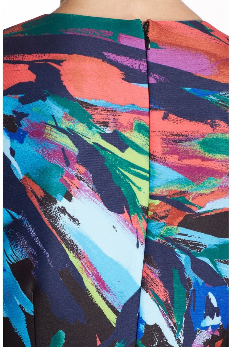 Print Scuba Sheath Dress, Alternate, color, BLACK MULTI