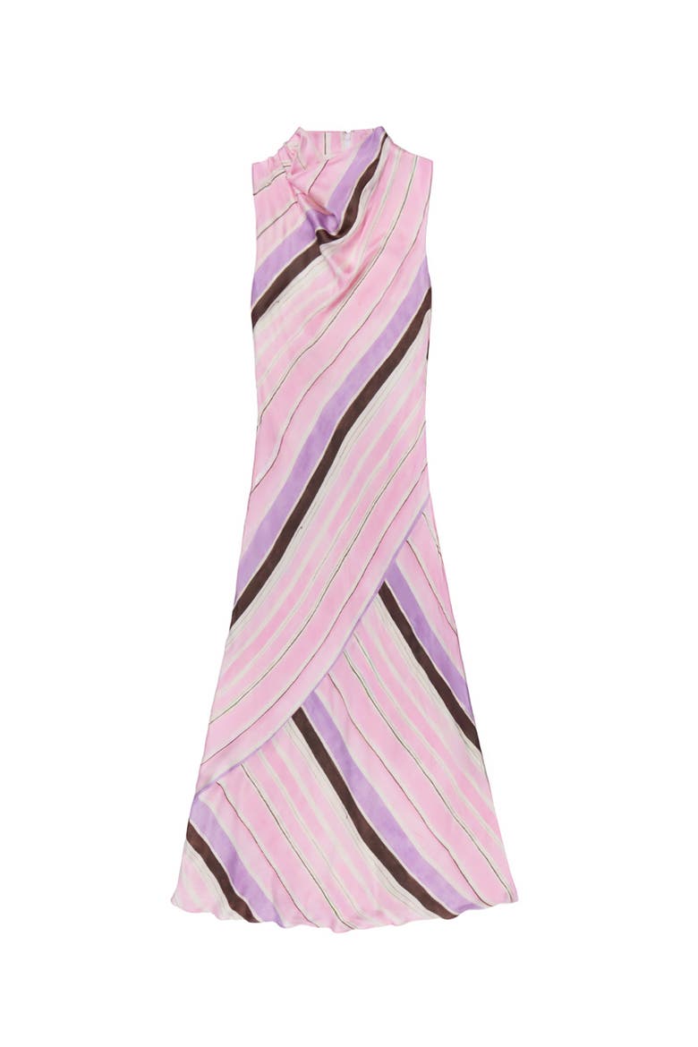 Phoebe Stripe Cowl Neck Satin Dress, Alternate, color, Pink