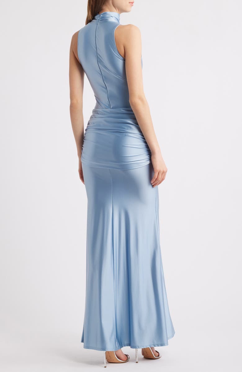 Delfi Collective Roya Ruched Twisted Satin Gown, Alternate, color, Saphire