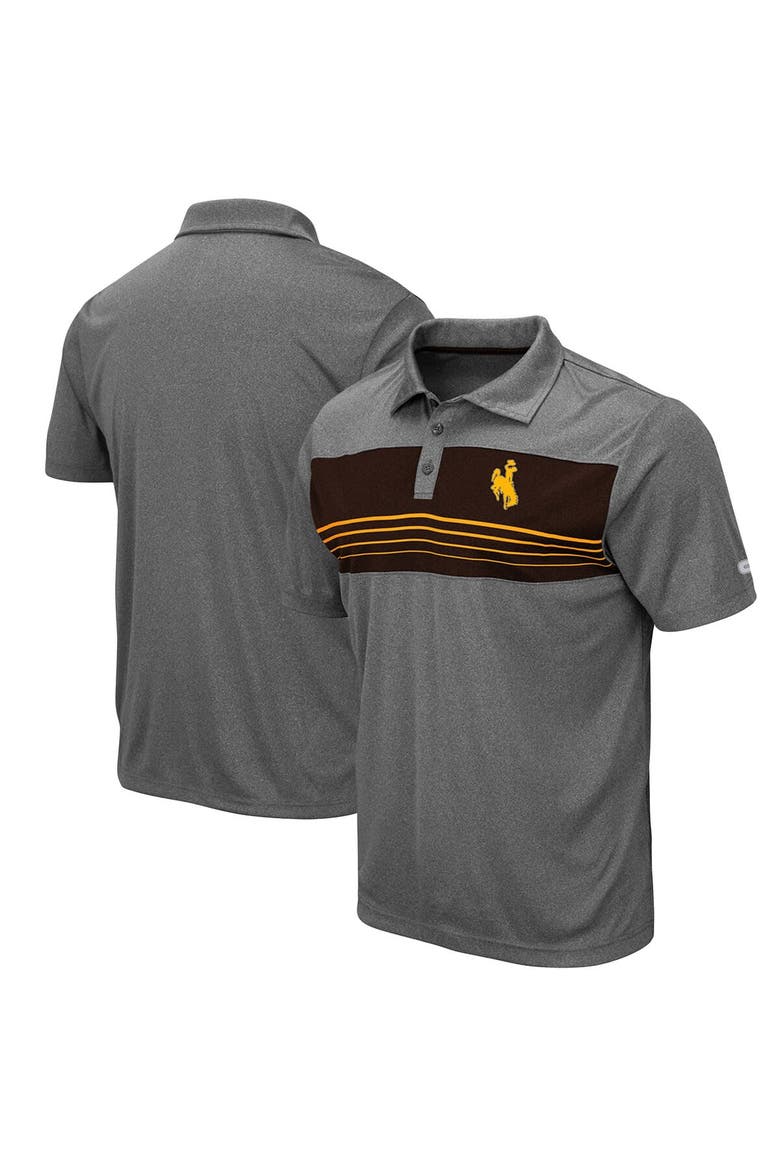 Men's Colosseum Heathered Charcoal Wyoming Cowboys Smithers Polo, Main, color, Heather Charcoal