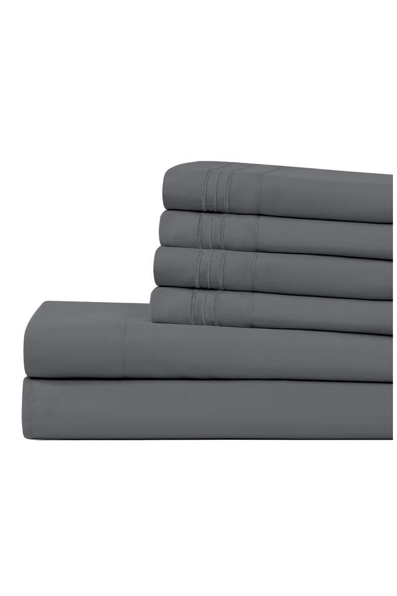Solid Microfiber Deep Pocket 6-Piece Sheet Set, Main, color, GRAY
