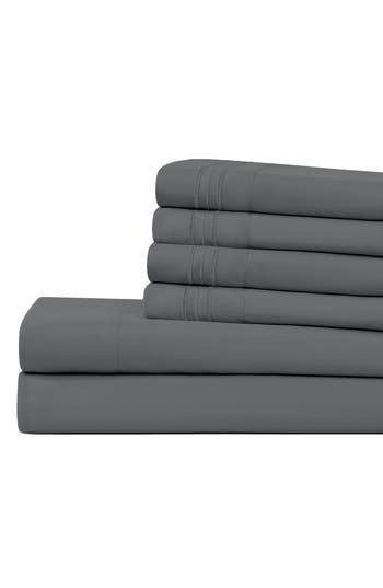 Modern Threads Solid Microfiber Deep Pocket 6-piece Sheet Set In Gray