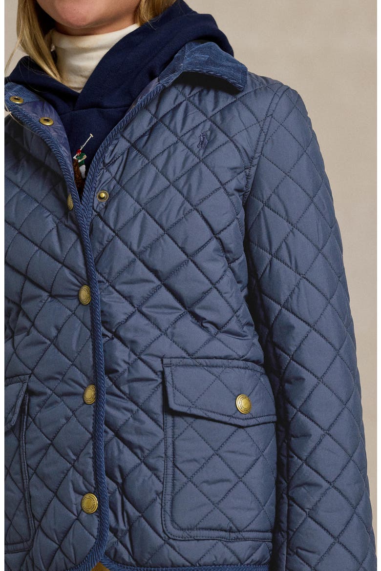 Kids' Audrey Quilted Jacket with Removable Hood, Alternate, color, NAVY