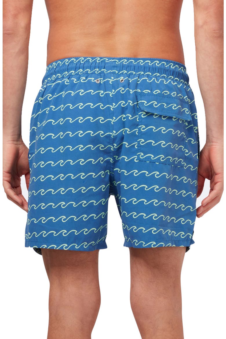 Wave Print Swim Trunks, Alternate, color, SEAFOAM