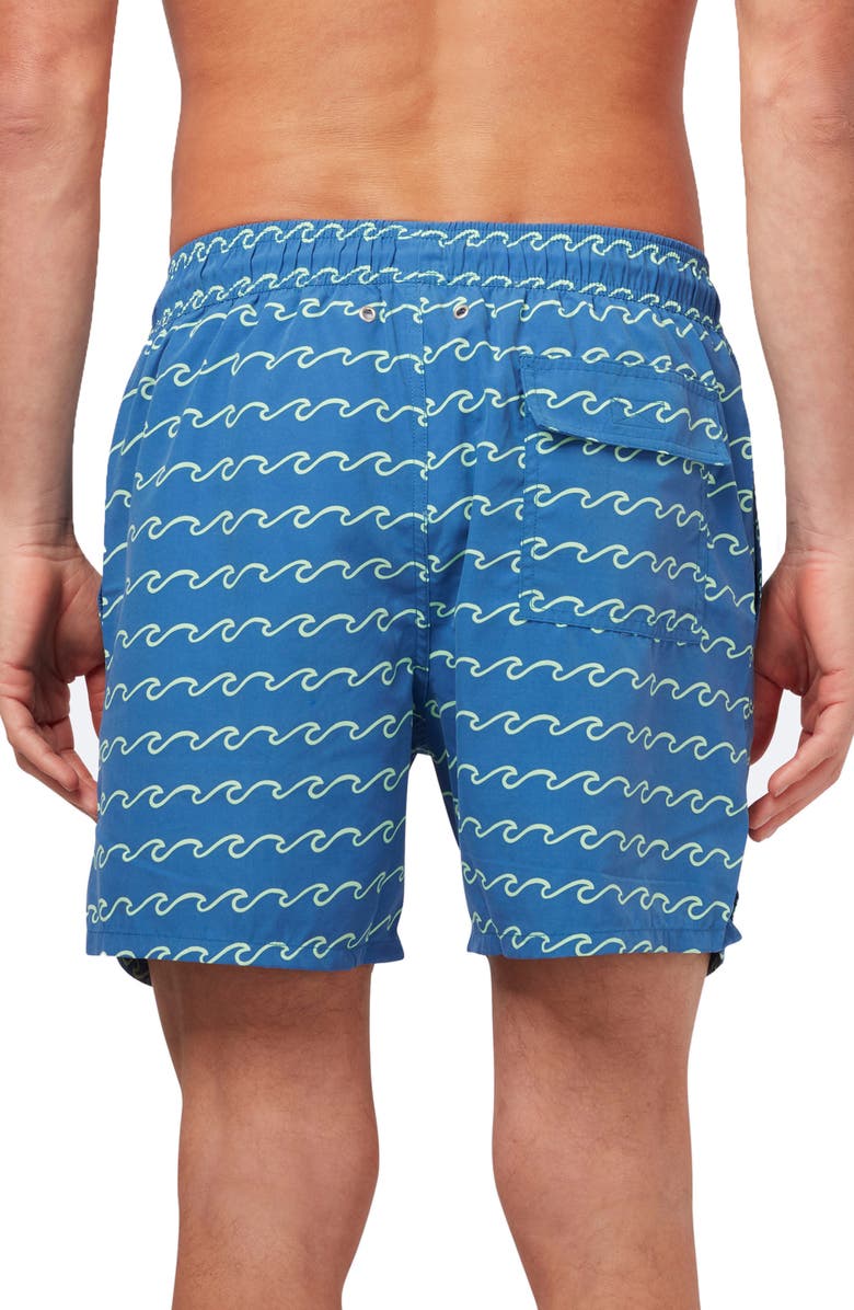 Tom & Teddy Wave Print Swim Trunks, Alternate, color, 