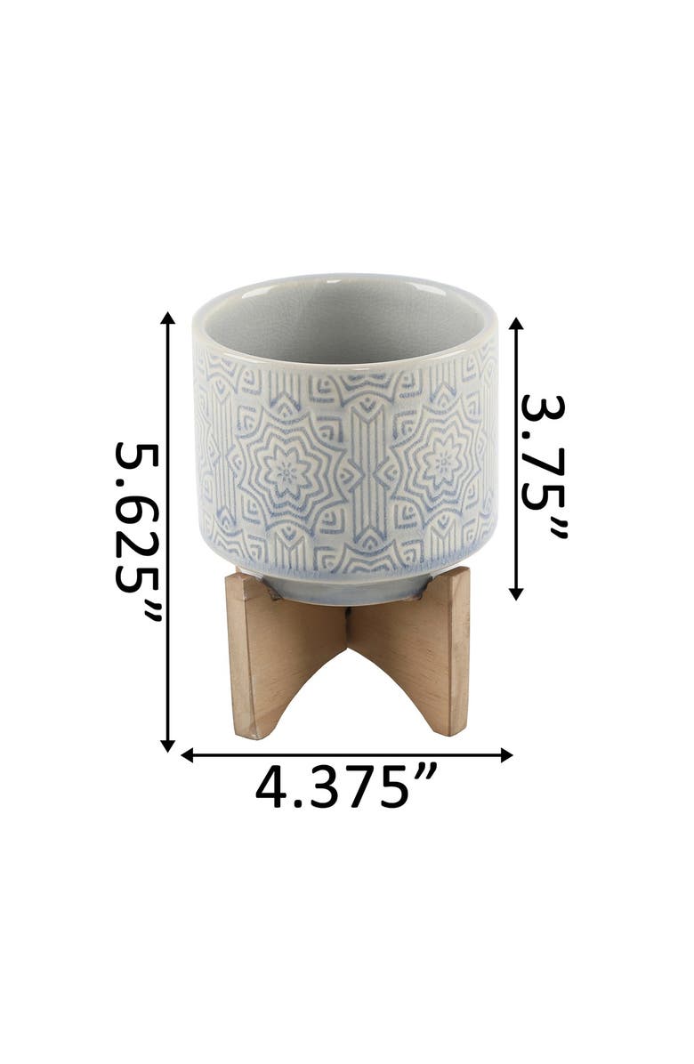 FLORA BUNDA 4.37" Star Ceramic on Stand - Glass Blue, Alternate, color, Glass Blue