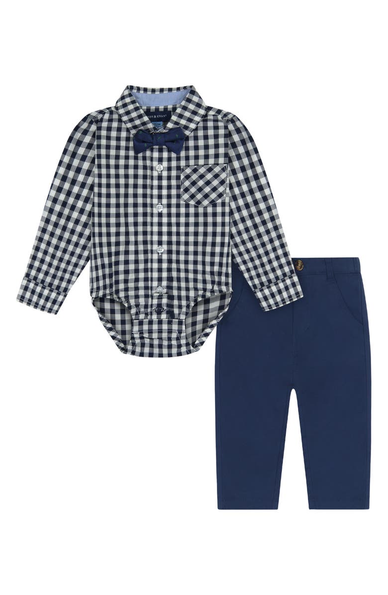 Andy & Evan Bowtie Bodysuit & Pants Set, Main, color, 