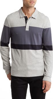 Threads 4 Thought Piqué Organic Cotton Blend Colorblock Stripe Long Sleeve Polo