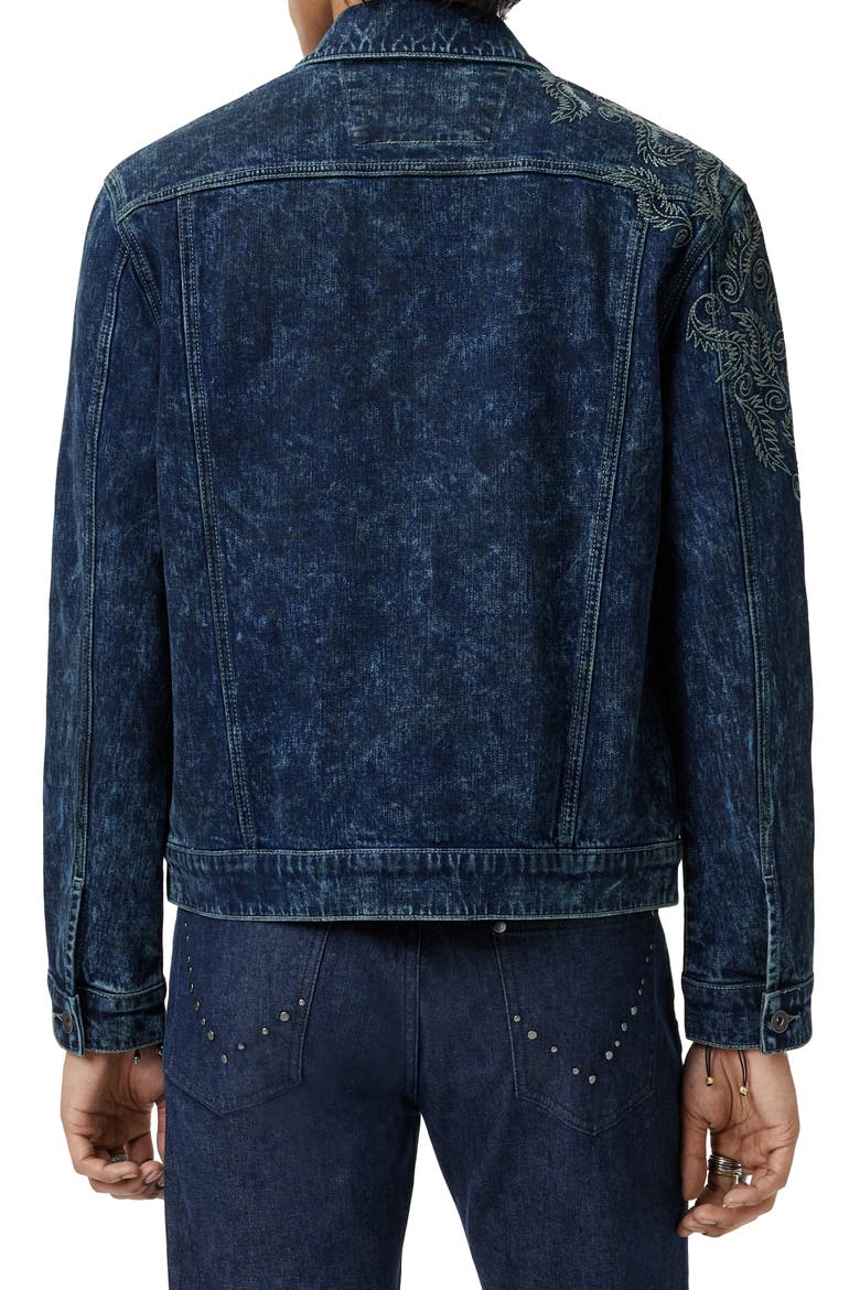 Anthony Embroidered Denim Trucker Jacket, Alternate, color, BLUE SMOKE