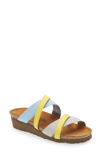 Naot Roxana Strappy Slip-on Sandal In Ice Gray/silver/yellow