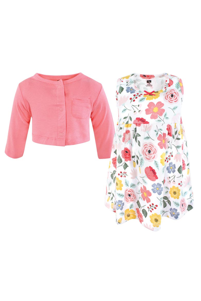 Baby Cotton Dress & Layering Cardigan, Alternate, color, Modern Botanical