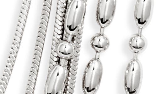 Open Edit Snake And Ball Chain Layered Necklace In Rhodium