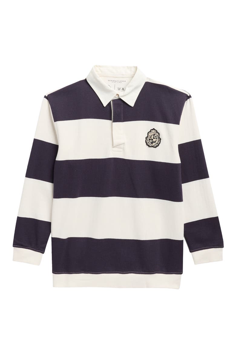 Kids' Stripe Rugby Shirt, Main, color, ECRU