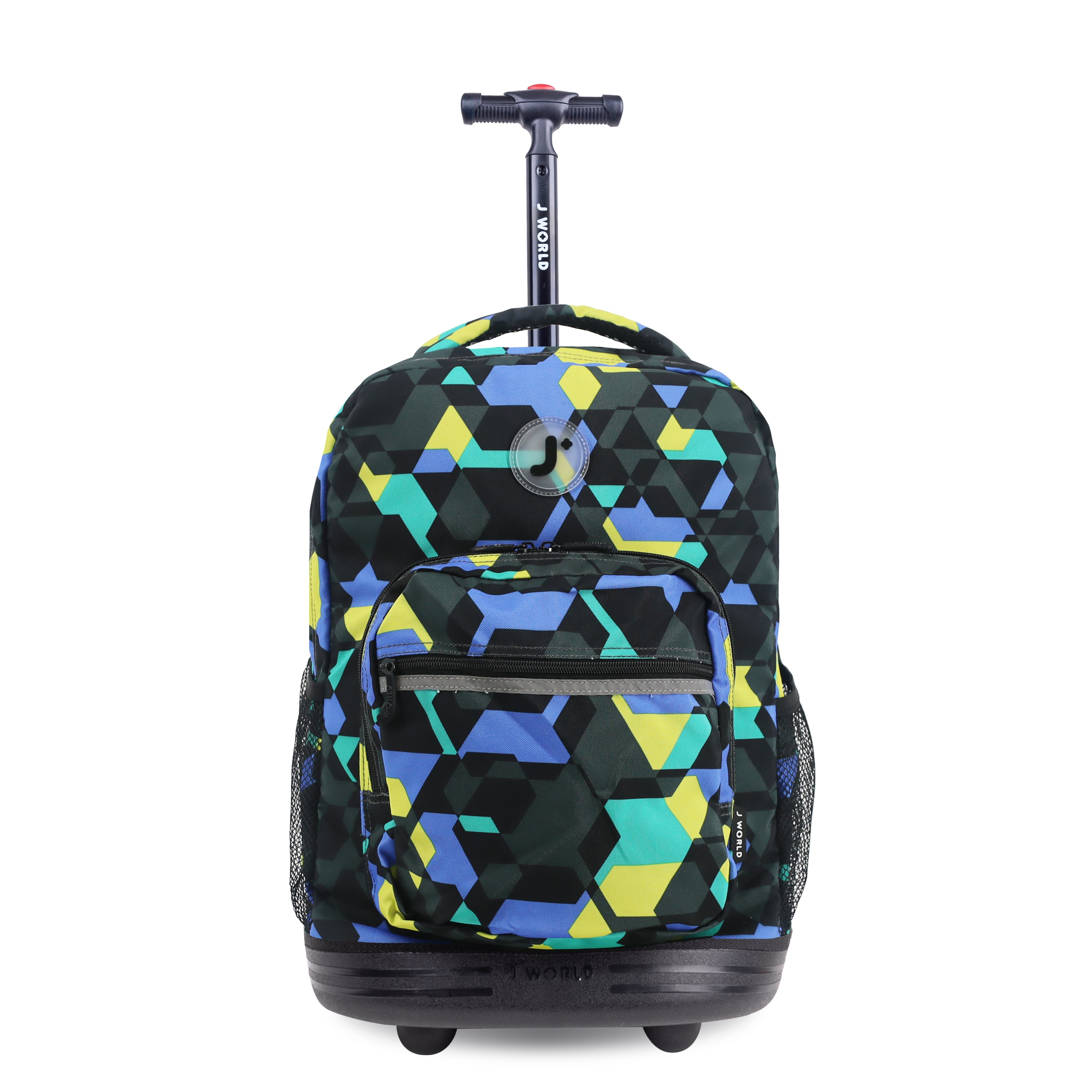 J World Sunrise 18" Kids Rolling Backpack, Main, color, Cubes