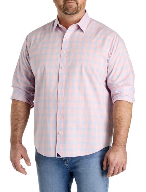 Shop Untuckit Fit By Dxl Big & Tall Clark Wrinkle-free Plaid Sport Shirt In Pink