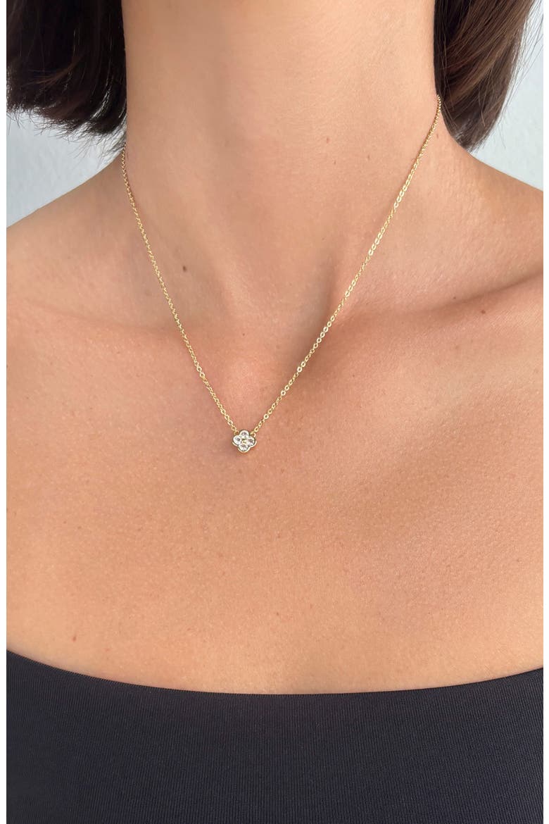 Cubic Zirconia Clover Necklace & Earrings Set, Alternate, color, GOLD