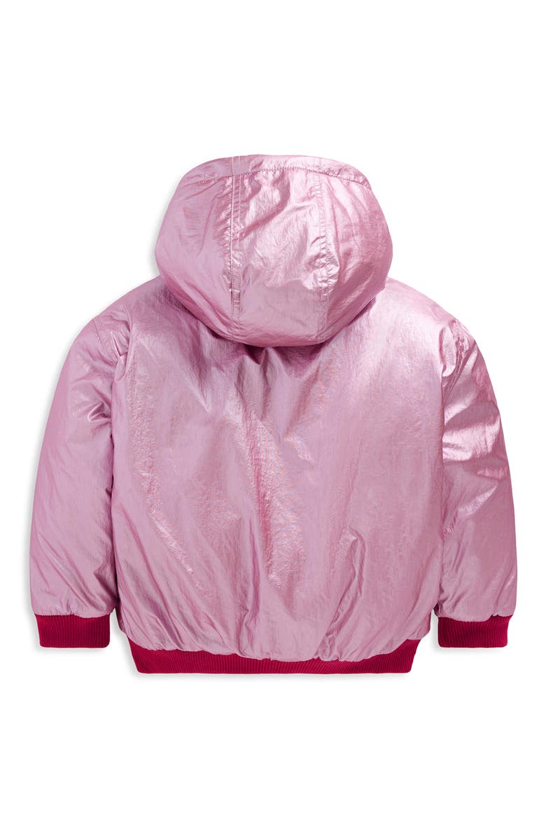 Kids' Reversible Metallic Hooded Bomber Jacket, Alternate, color, PINK METALLIC