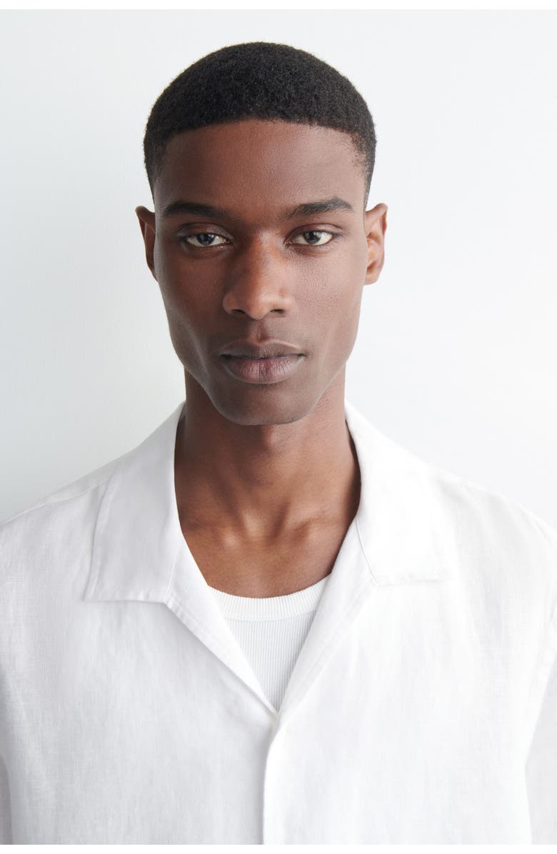 COS Camp-collar Short-sleeved Linen Shirt, Alternate, color, White