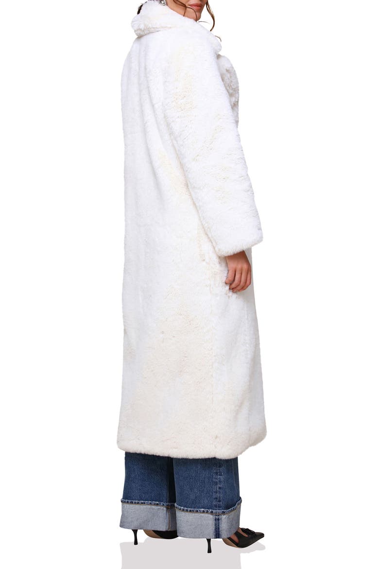 Notch Collar Faux Fur Coat, Alternate, color, IVORY