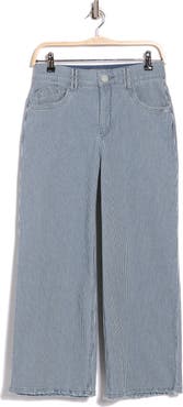 Democracy High Waist Fray Hem Wide Leg Jeans
