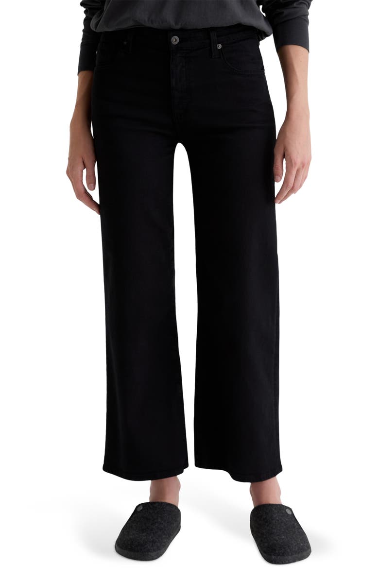 AG Saige Mid Rise Ankle Wide Leg Jeans, Main, color, Super Black