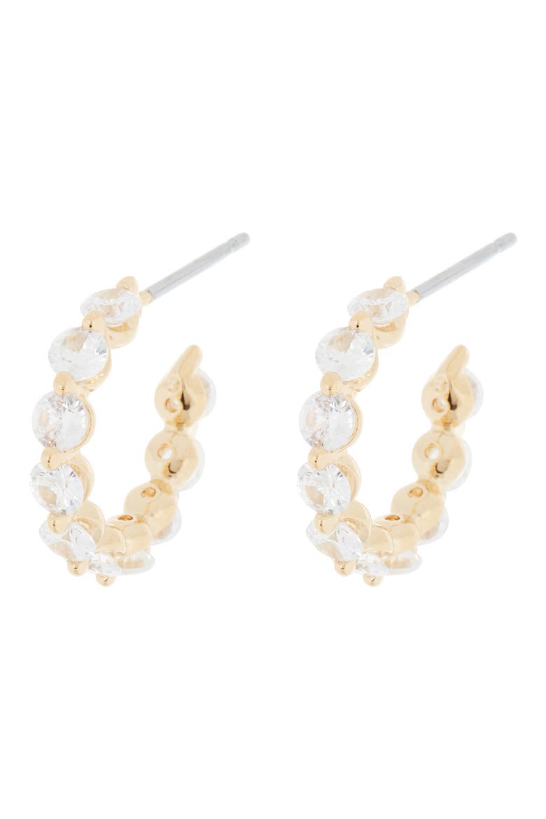 Cubic Zirconia Hoop Earrings, Main, color, GOLD