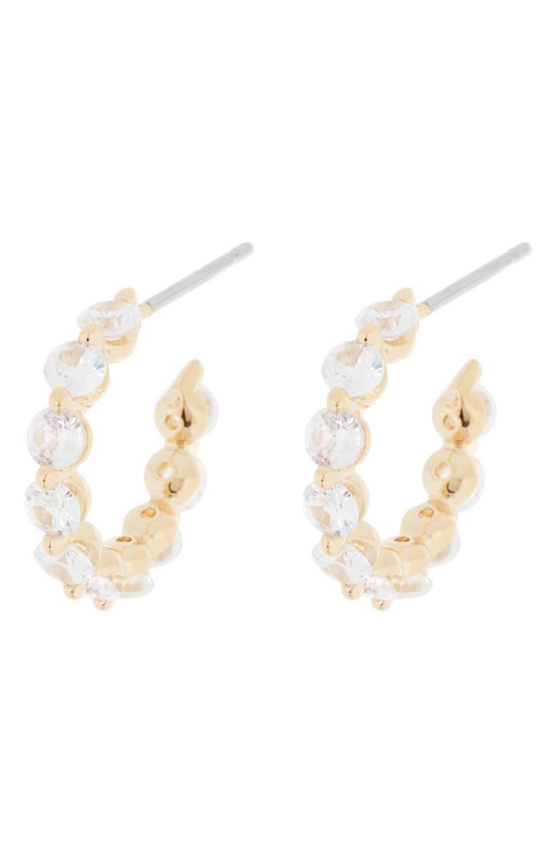 Nadri Cubic Zirconia Hoop Earrings, Main, color, Gold