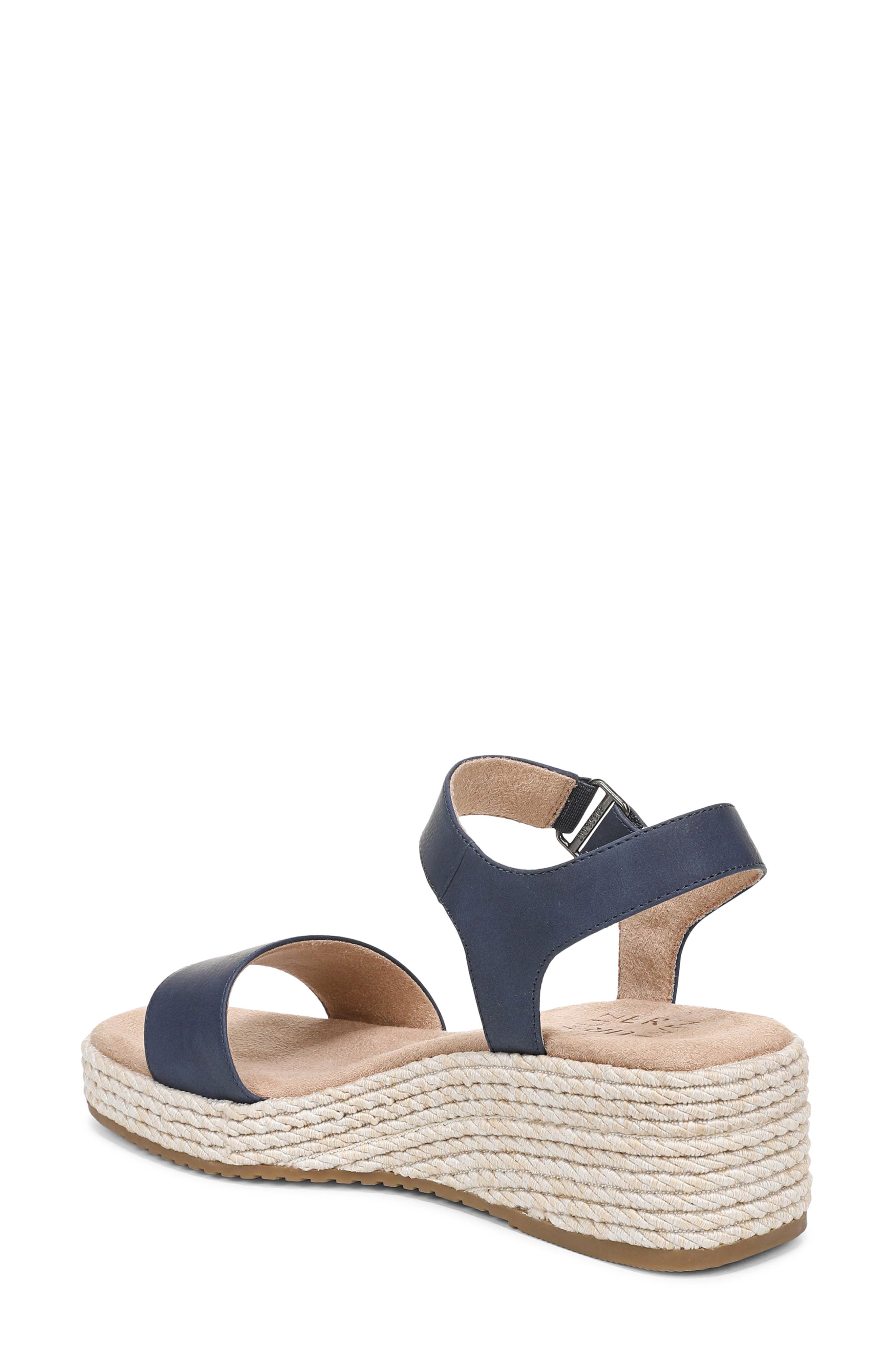 Naturalizer Goldie Wedge Sandal, Alternate, color, Dark Blue Faux Leather