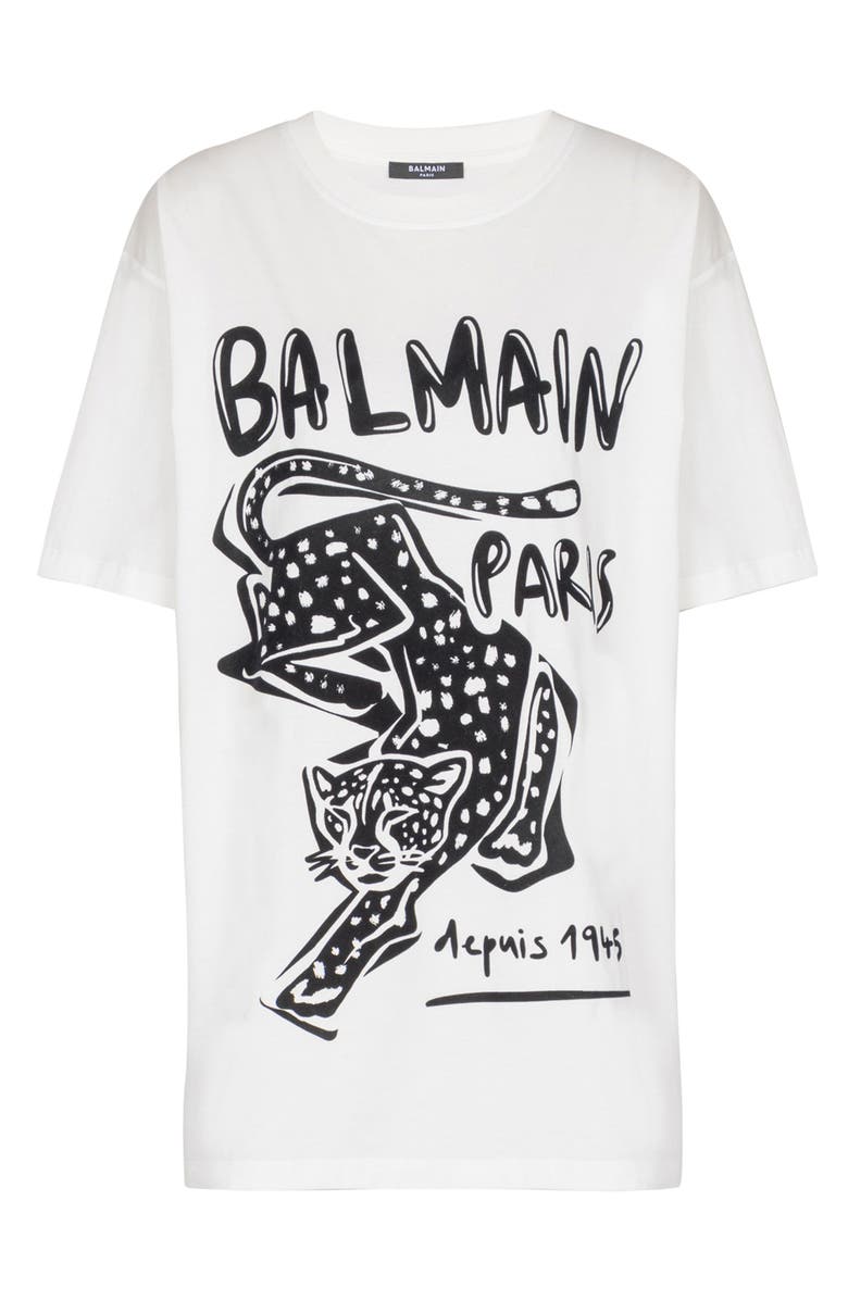 Balmain Short-sleeved T-shirt with leopard print, Main, color, 