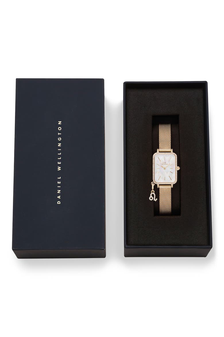 Quadro Mini Crystal Zodiac Bracelet Watch, 15mm, Alternate, color, GOLD