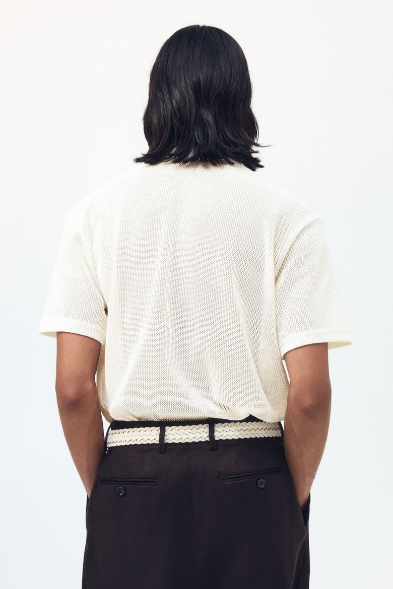 Regular Fit Hole-knit Polo Shirt, Alternate, color, Cream