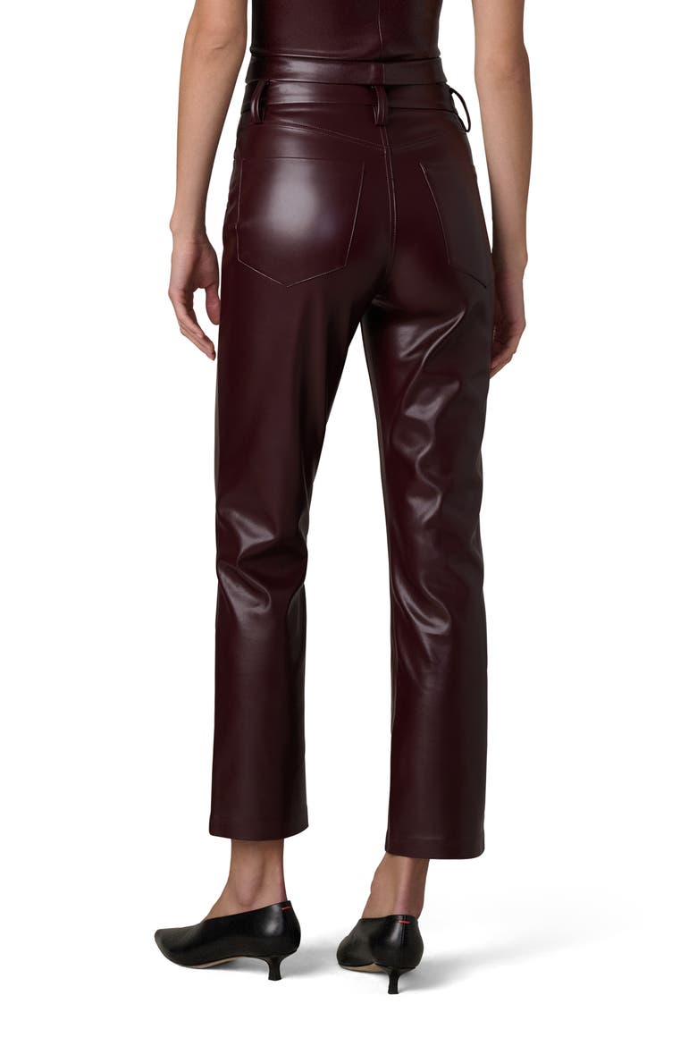 Lyra Slim Ankle Faux Leather Pants, Alternate, color, CABERNET