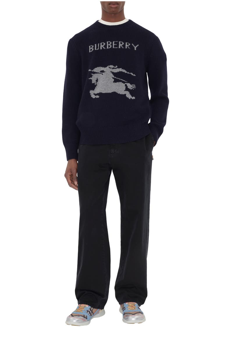 Burberry Knight Wool Cashmere Sweater, Main, color, Navy
