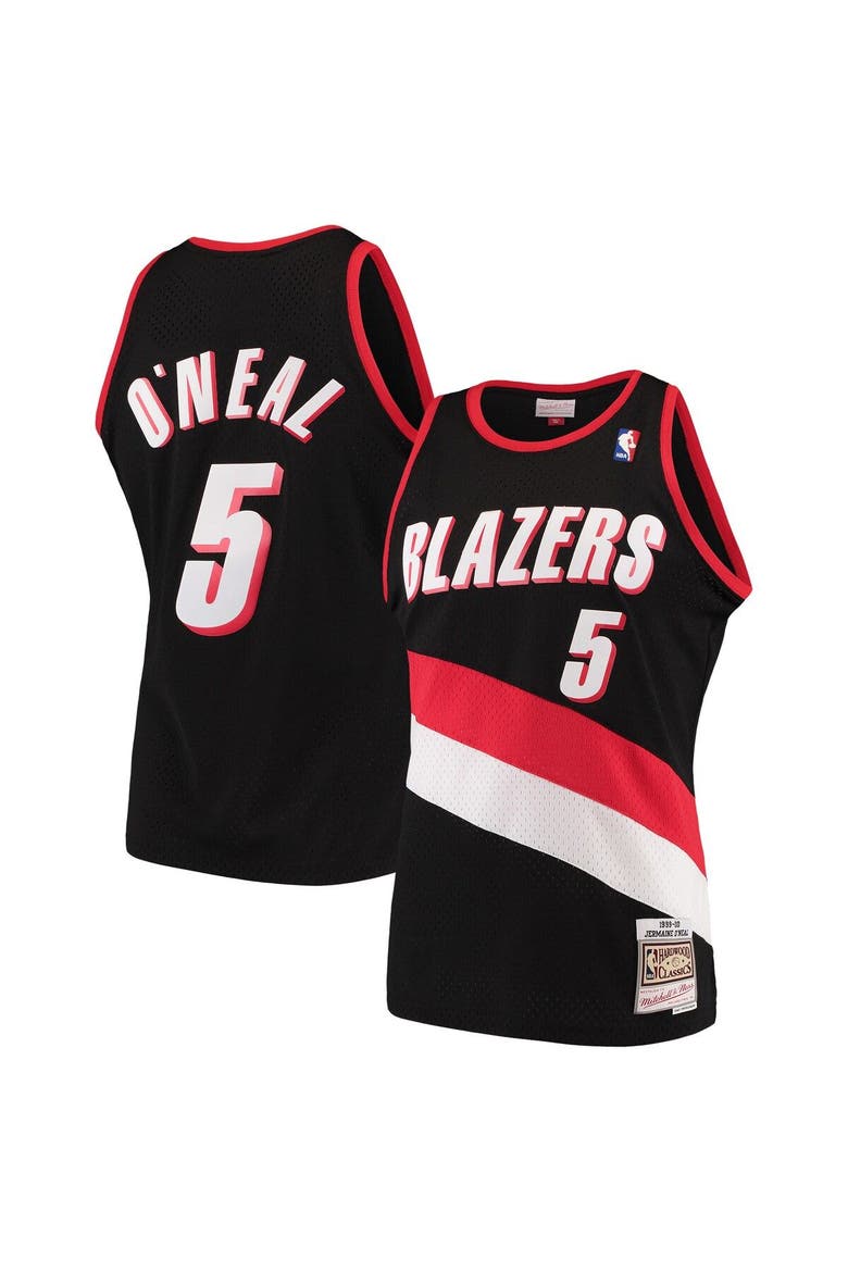 Men's Mitchell & Ness Jermaine O'Neal Black Portland Trail Blazers 1999/00 Hardwood Classics Swingman Jersey, Main, color, Black