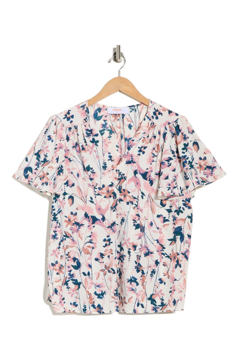 Flutter Sleeve Top, Alternate, color, PINK