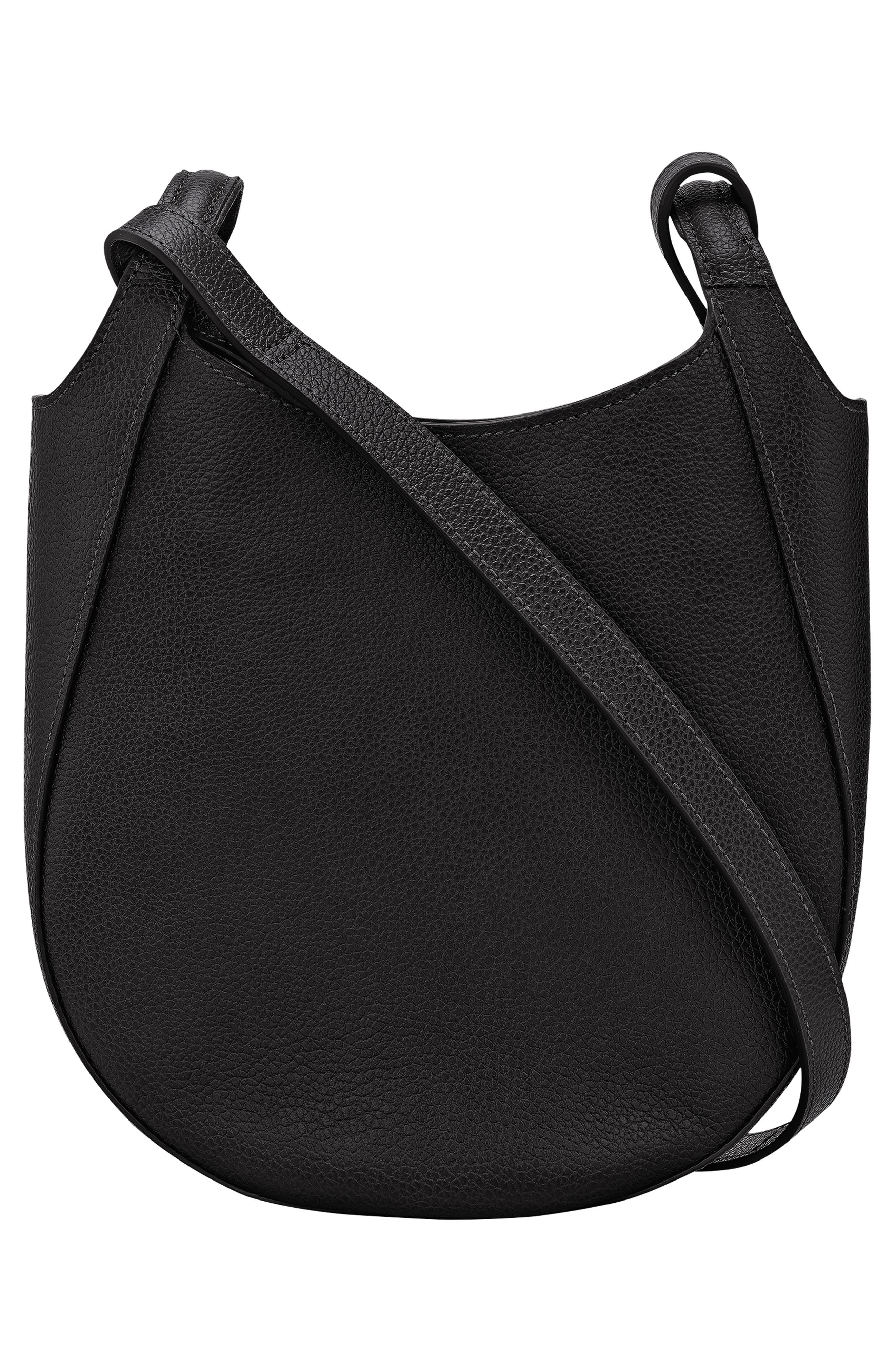 Longchamp Small Le Foulonne Leather Crossbody Bag, Alternate, color, Black