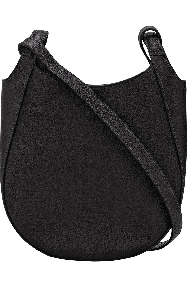 Longchamp Small Le Foulonne Leather Crossbody Bag, Alternate, color, Black