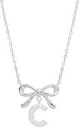 ATHRA LUXE Cubic Zirconia Bow Initial Pendant Necklace