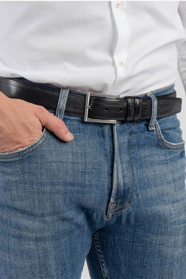 Classic 525 Embossed Leather Belt, Alternate, color, Black