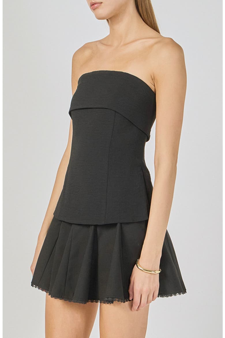 Folded Strapless Tube Top, Alternate, color, BLACK