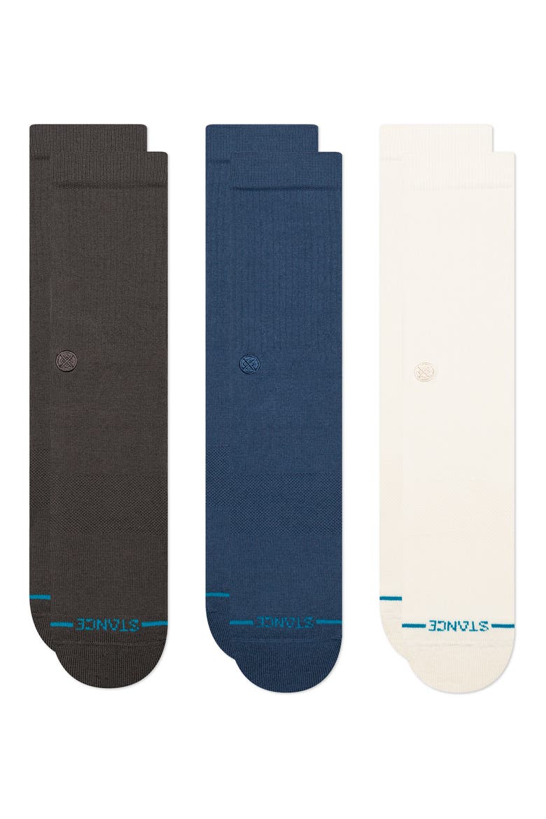 Icon Assorted 3-Pack Crew Socks, Main, color, CHARCOAL