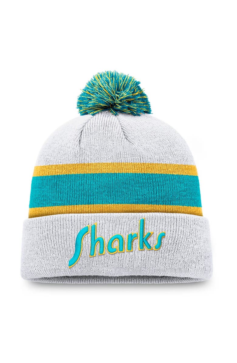 FANATICS Men's Fanatics Branded  White San Jose Sharks Special Edition 2.0 Cuffed Knit Hat With Pom, Main, color, 