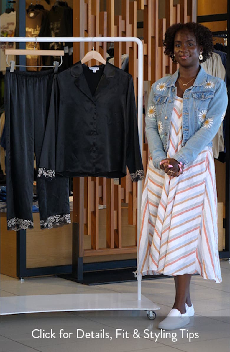 Aviva Lace Trim Satin Cropped Pajamas, sales video thumbnail