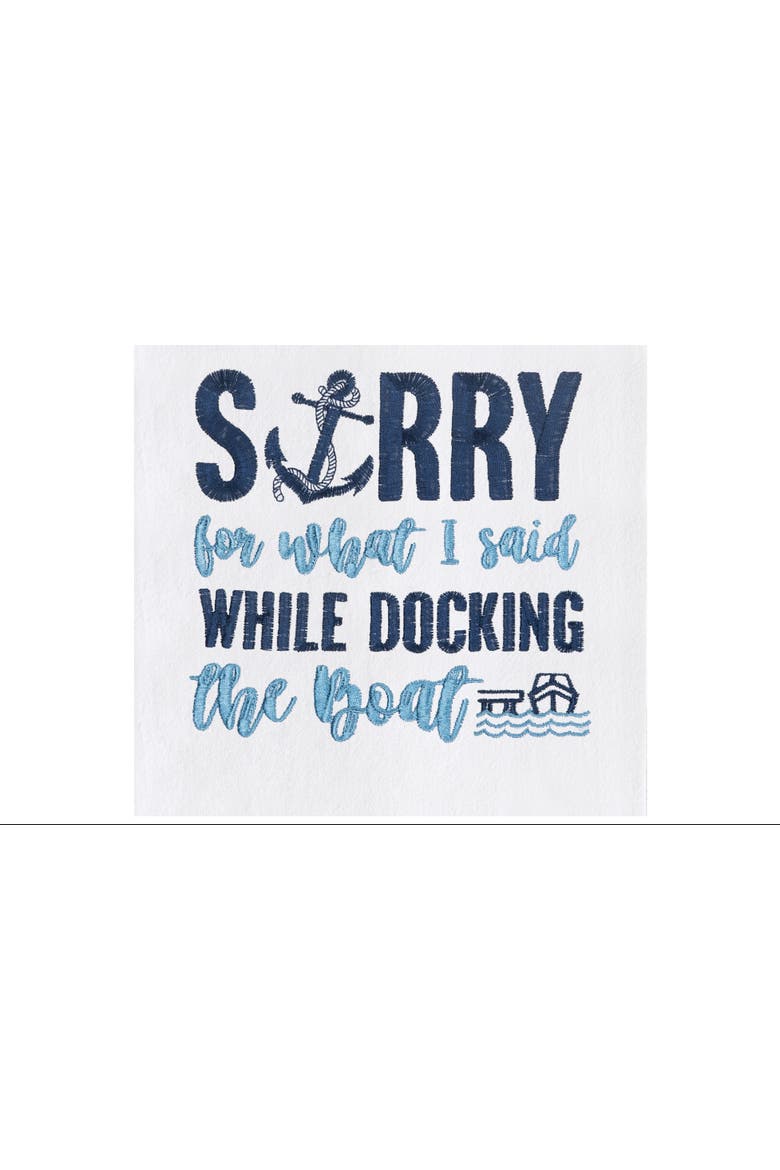 Docking The Boat Embroidered Cotton Flour Sack Kitchen Towel, Alternate, color, Blue