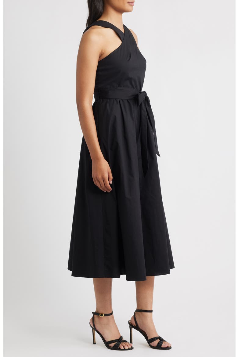 Anne Klein Women's Crisscross Halter Midi Dress - Black
