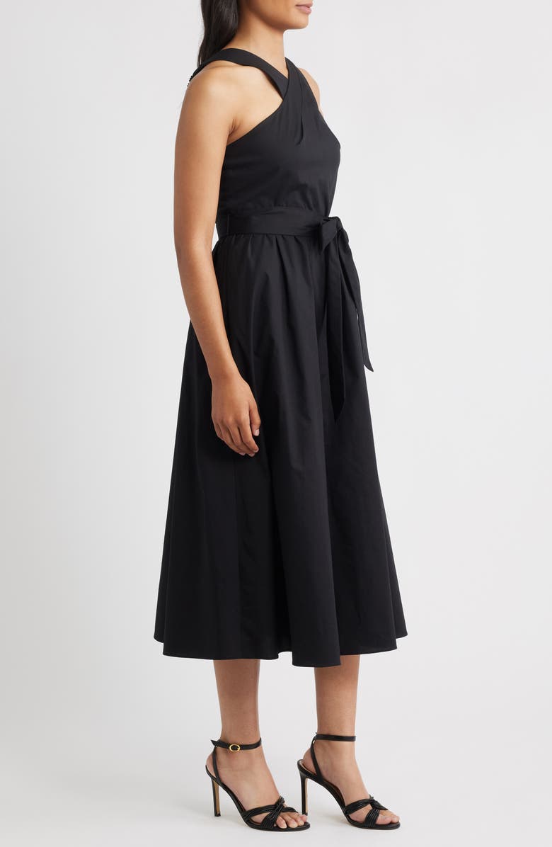 Anne Klein Crisscross Halter Midi Dress, Alternate, color, Anne Black
