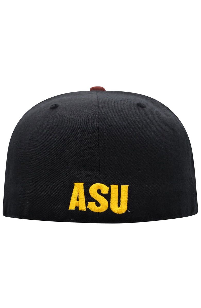 TOP OF THE WORLD Men's Top of the World Black/Maroon Arizona State Sun Devils Team Color Two-Tone Fitted Hat, Alternate, color, Black