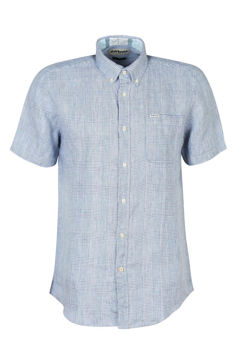Barbour Marwood Tailored Fit Short Sleeve Button-Down Shirt, Alternate, color, Chambray